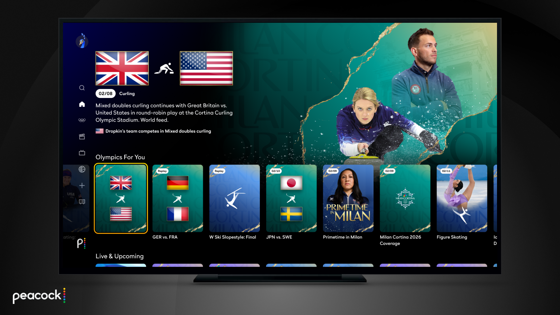 Winter Olympics view on Peacock