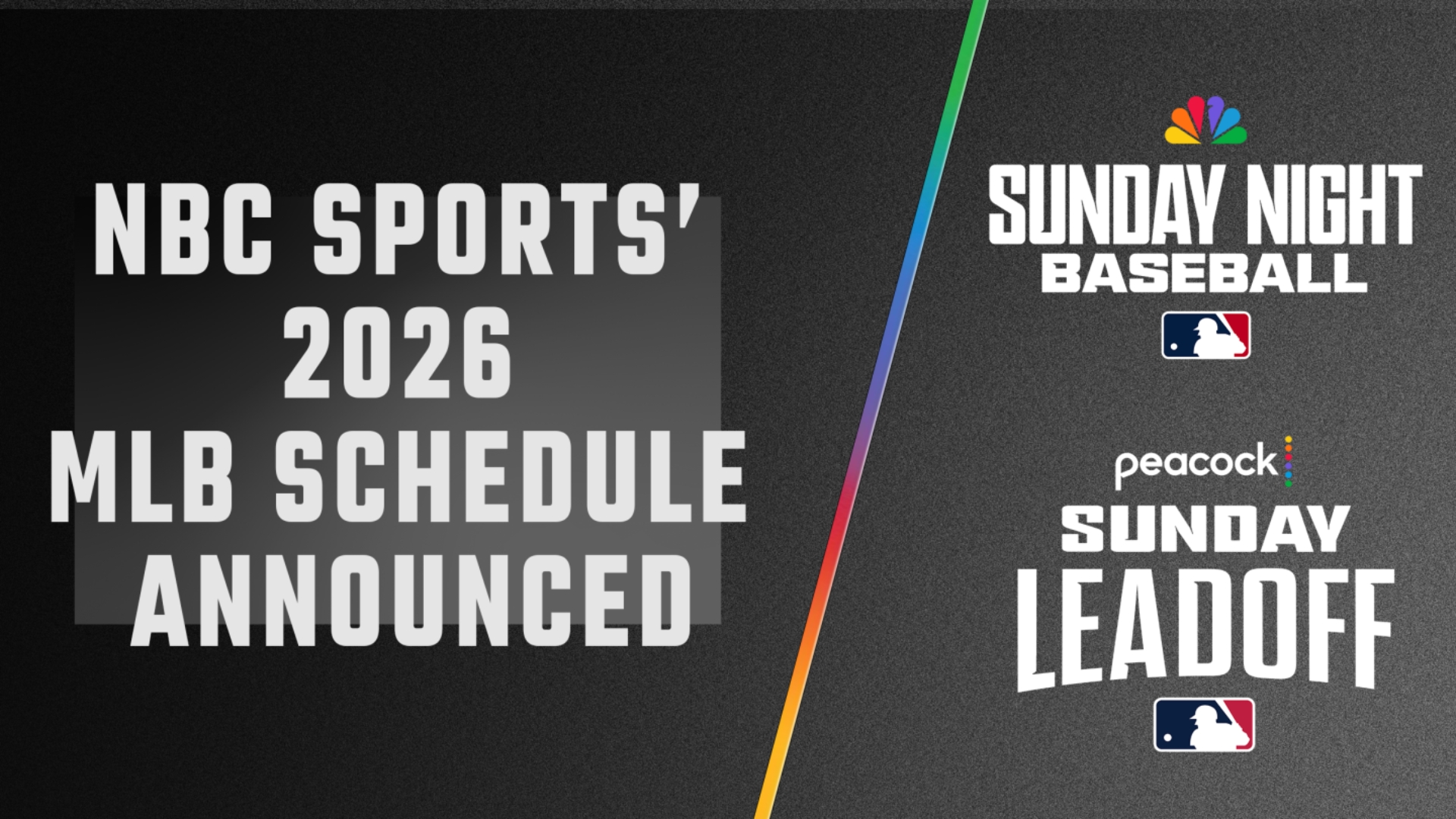 Graphic promoting 2026 Sunday Night Baseball coverage featuring top MLB matchups.