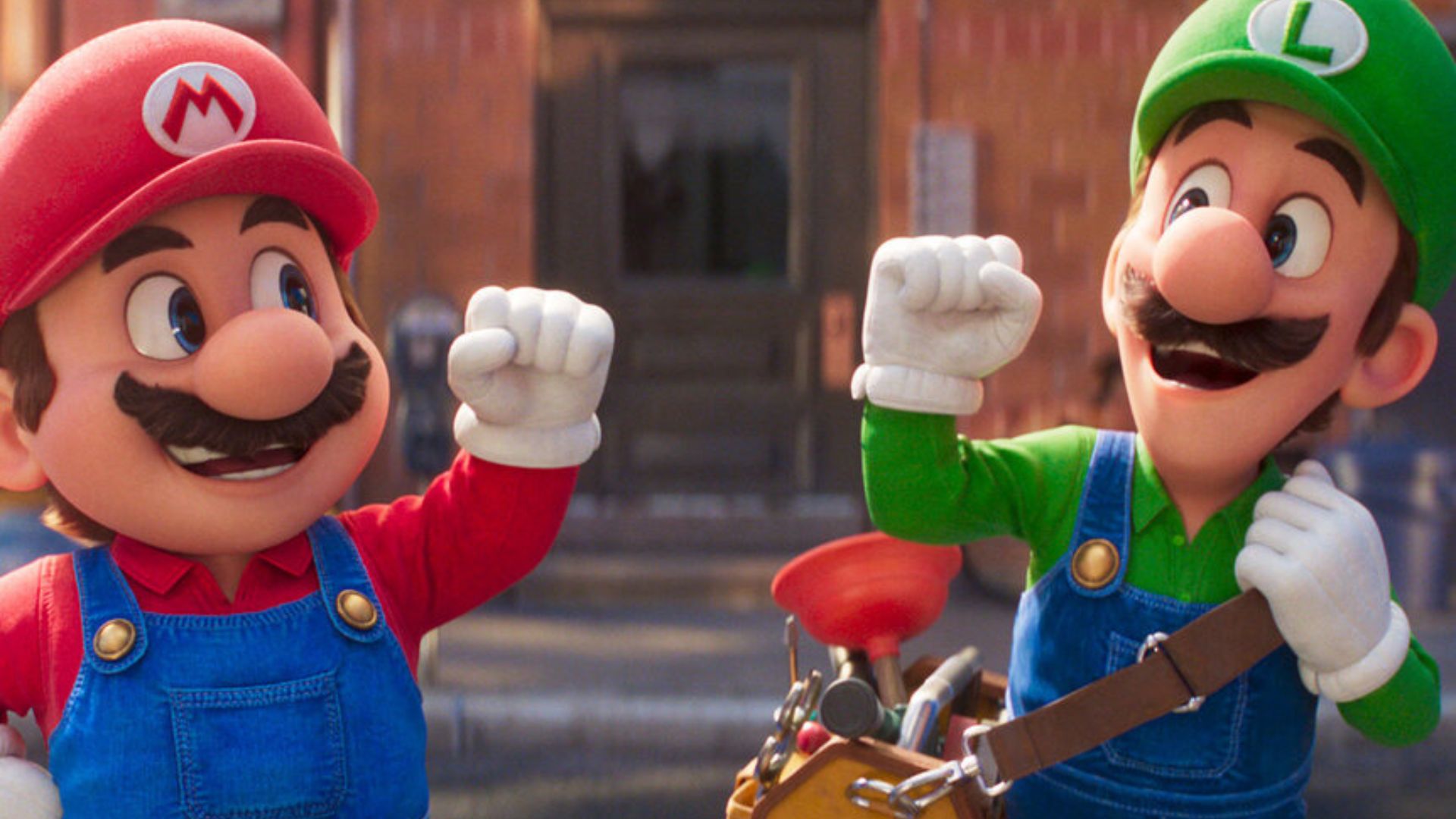 Mario and Luigi in a scene from The Super Mario Bros. Movie