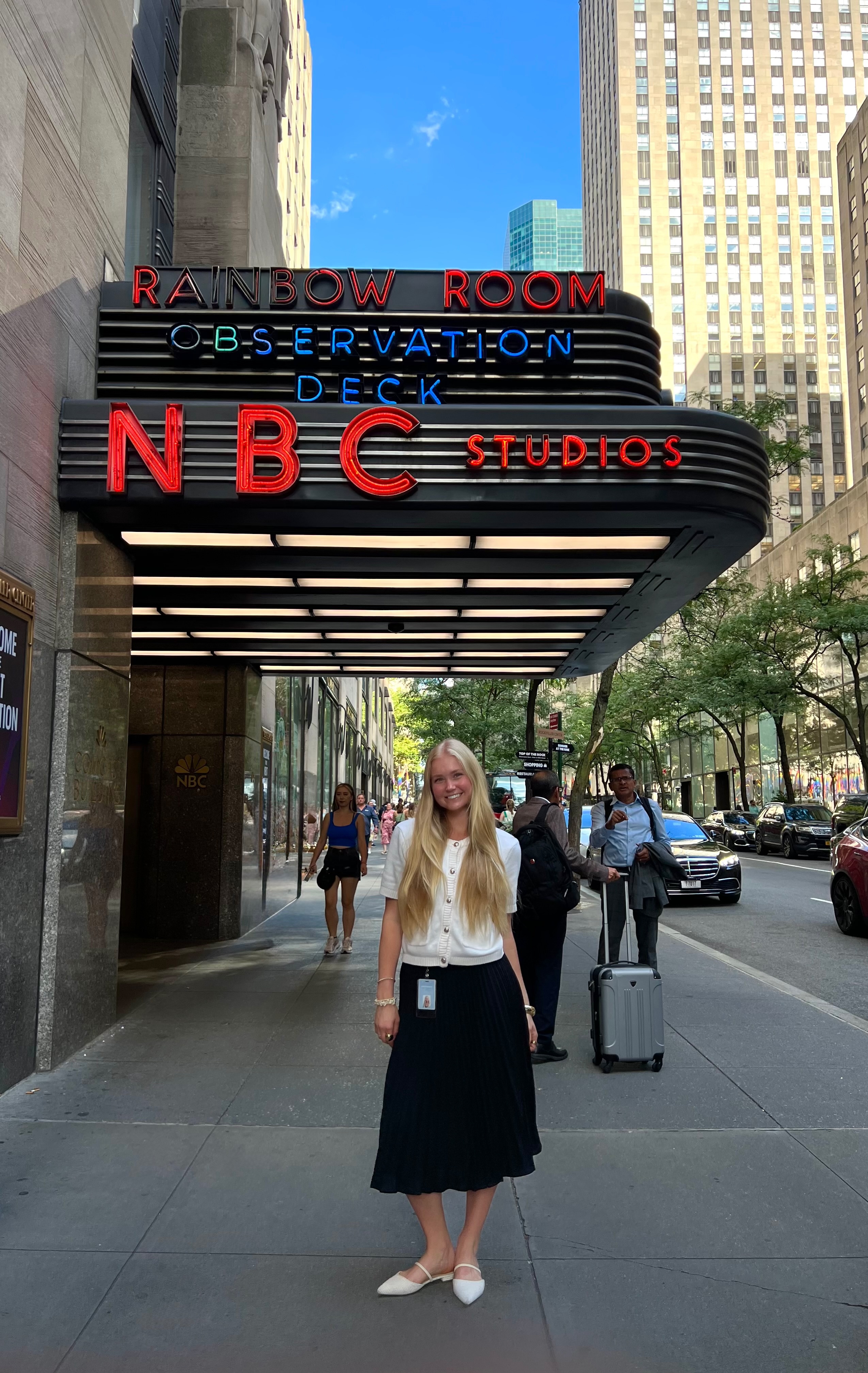 Person in front of building