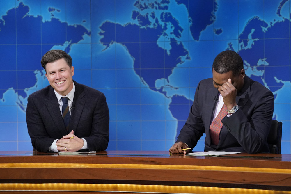 Anchor Colin Jost and anchor Michael Che during Weekend Update
